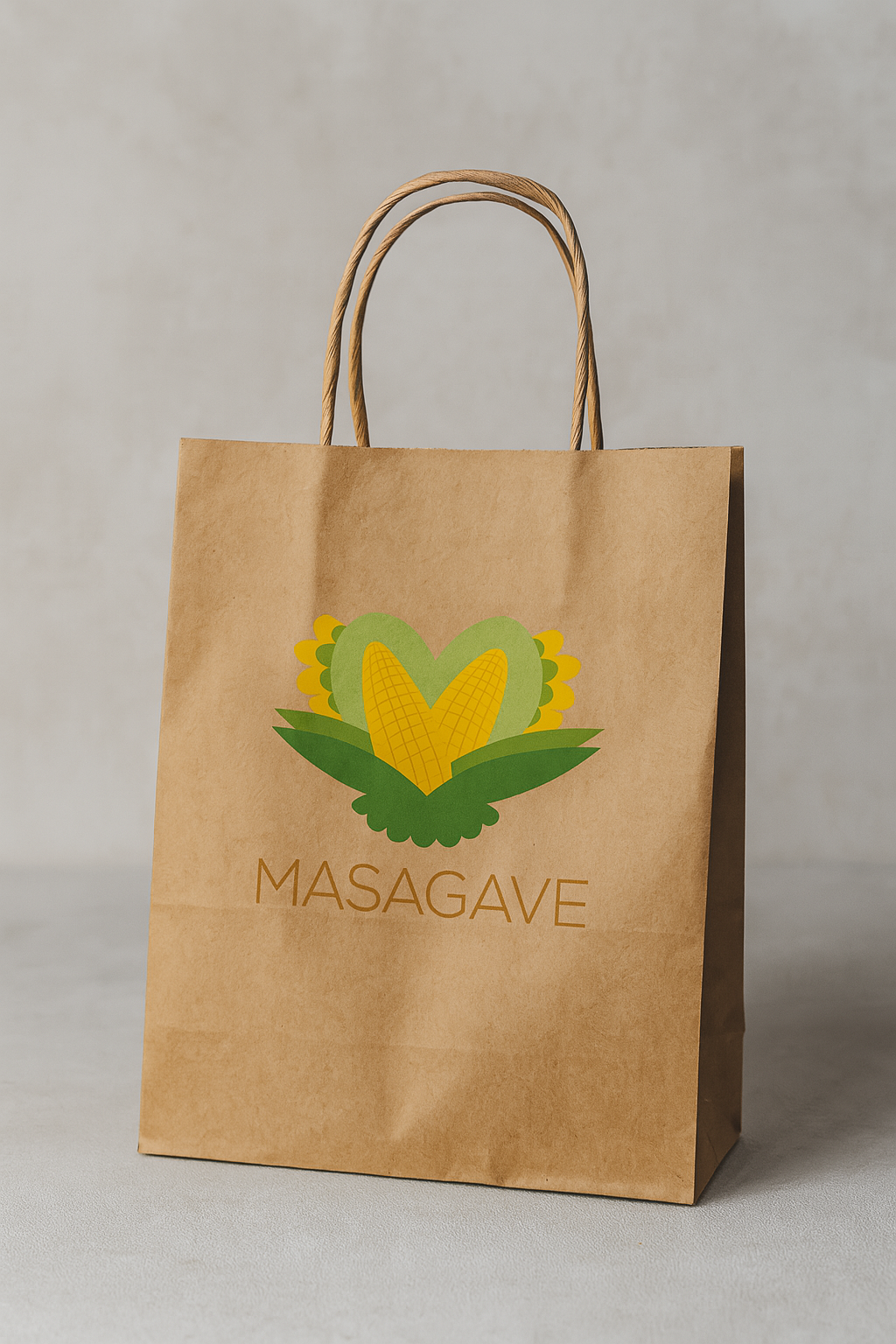 Bolsa de papel con el branding de Masagave